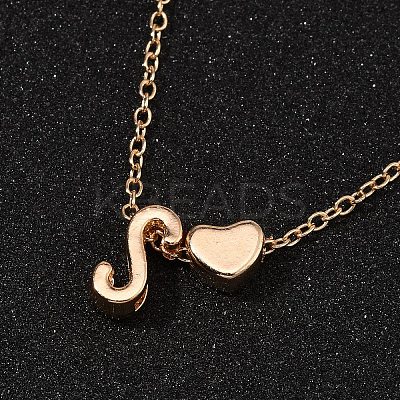 Alloy Letter Heart Pendant Necklaces for Women NJEW-FS0001-09S-1