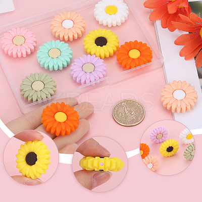 16Pcs 8 Colors Food Grade Eco-Friendly Silicone Focal Beads SIL-SC0001-60-1