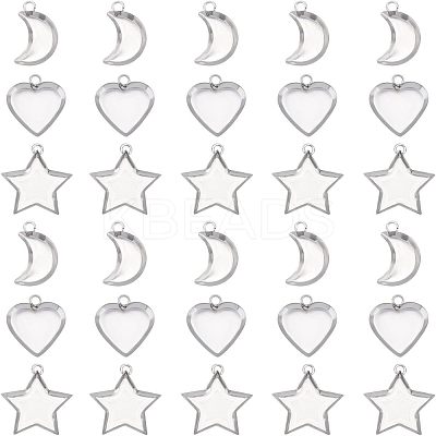 120Pcs 3 Styles 304 Stainless Steel Pendant Cabochon Settings STAS-UN0020-85P-1