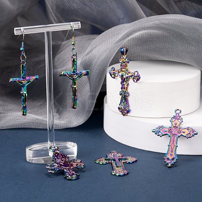 12Pcs 6 Style Rainbow Color Alloy Pendants FIND-LS0001-16MC-1
