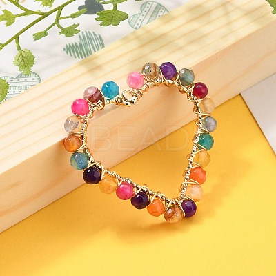 Heart Natural Faceted Gemstone Pendants PALLOY-JF00511-1