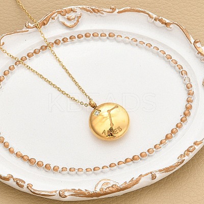 304 Stainless Steel Clear Cubic Zirconia Constellation Pendant Necklaces NJEW-R021-02G-01-1