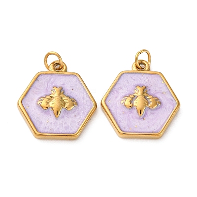 304 Stainless Steel Enamel Pendants STAS-U061-37G-C06-1
