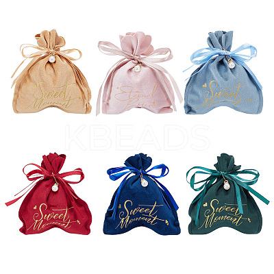 6 Sets 6 Colors Velvet Jewelry Drawstring Gift Bags ABAG-BC0001-46-1