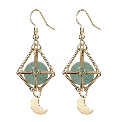 Natural Green Aventurine Dangle Earrings EJEW-JE05499-03-1