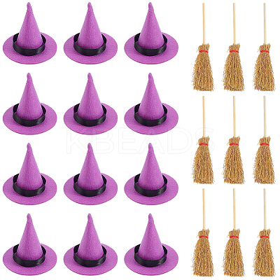12Pcs Mini Polyester Witch Hats AJEW-CP0009-35A-1