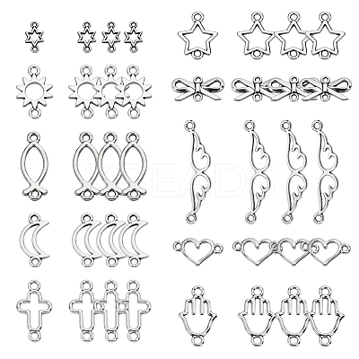 120Pcs 12 Styles Tibetan Style Alloy Links Connector Charms FIND-GA0005-51-1