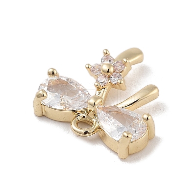 Brass Pave Clear Cubic Zirconia Charms LS-KK-Z061-17G-1