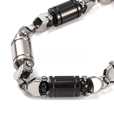 201 Stainless Steel Column Link Chain Bracelets BJEW-B078-61EBP-1