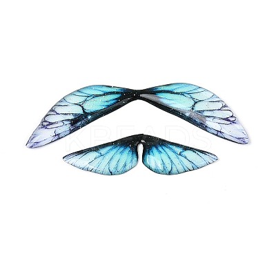 2Pcs Transparent Epoxy Resin Butterfly Wings Cabochons RESI-N045-08-1