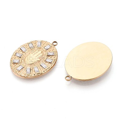 304 Stainless Steel Micro Pave Cubic Zirconia Pendants STAS-N109-205G-1