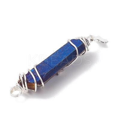 3Pcs 3 Styles Electroplated Natural Quartz Crystal Pointed Copper Wire Wrapped Pendants PALLOY-JF03767-03-1