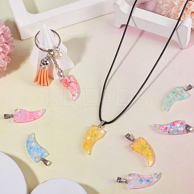15Pcs Luminous Resin Sequins Pendants RESI-TA0004-20A-1