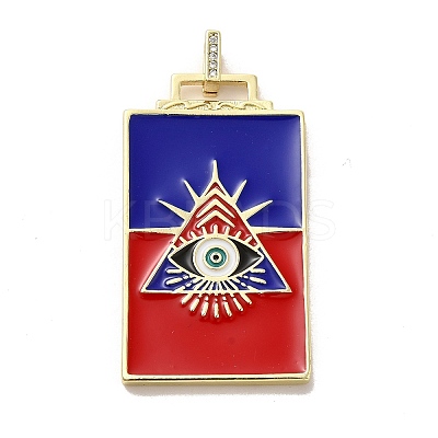 Brass Micro Pave Cubic Zirconia Pendant with Enamel KK-H458-02G-G01-1