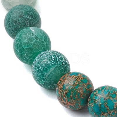 8mm Round Natural Flower Amazonite & Imperial Jasper & Quartz & Dyed Crackle Agate Beaded Stretch Bracelets BJEW-TA00514-03-1