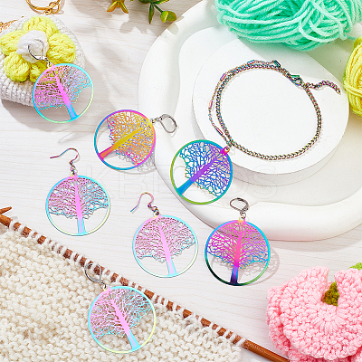 Ion Plating(IP) 201 Stainless Steel Filigree Pendants Locking Stitch Markers HJEW-PH01562-1