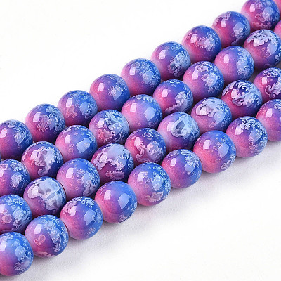 Baking Paint Glass Beads Strands DGLA-N008-8mm-02-1