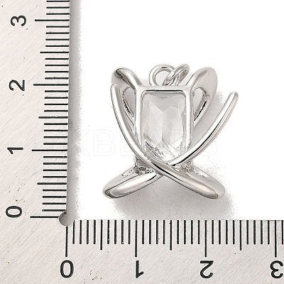 Brass Micro Pave Clear Cubic Zirconia Pendants KK-R155-06P-1