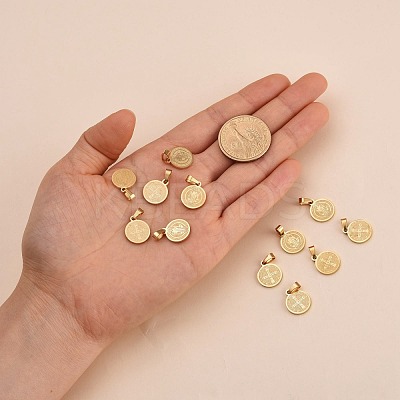 Ion Plating(IP) Flat Round with San Benito & Word 304 Stainless Steel Charms STAS-I036-03A-1