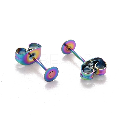 Ion Plating(IP) Rainbow Color 304 Stainless Steel Stud Earring Findings X-STAS-K238-02B-1