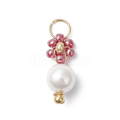 Glass Seed Beaded Flower Pendants PALLOY-MZ00678-1
