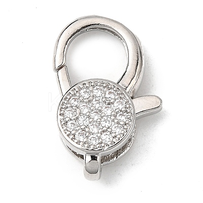 Brass Clear Cubic Zirconia Lobster Claw Clasps KK-Z078-47B-P-1
