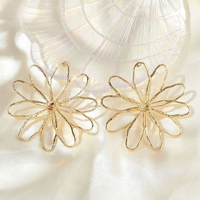 Alloy Stud Earrings EJEW-D300-02G-02-1