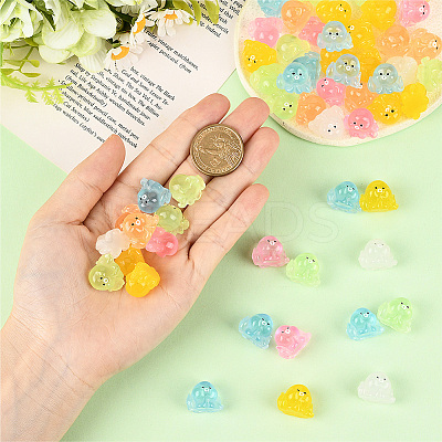 120Pcs 6 Colors Luminous Transparent Resin Octopus Display Decorations Glow in the Dark RESI-SP0001-46-1