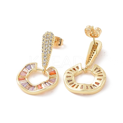Cubic Zirconia Donut Dangle Stud Earrings EJEW-P224-15G-02-1