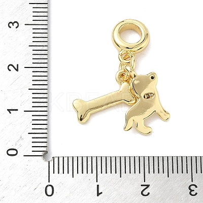 Brass Micro Pave Clear Cubic Zirconia European Dangle Charms KK-K368-32G-1