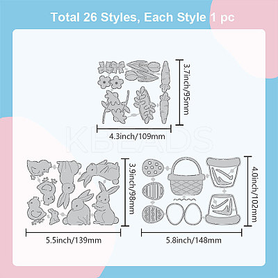 Easter Egg Rabbit Chick Carbon Steel Cutting Dies Stencils DIY-WH0309-1652-1