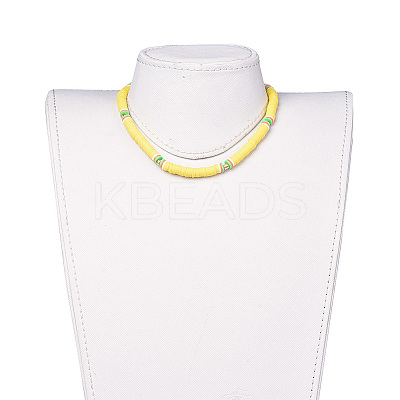 Handmade Polymer Clay Heishi Beads Choker Necklaces NJEW-JN02446-04-1