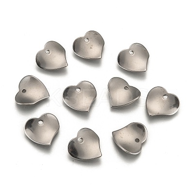 Tarnish Resistant 304 Stainless Steel Heart Charms X-STAS-M004-02-1