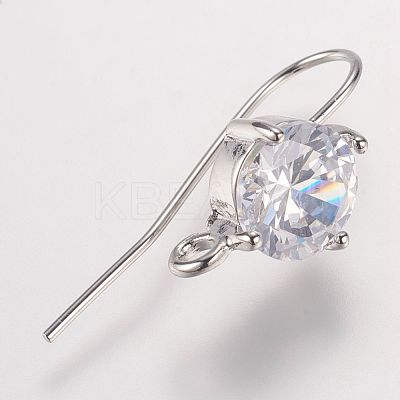 Long-Lasting Plated Brass Cubic Zirconia Earring Hooks X-KK-P085-01P-NR-1
