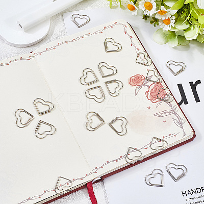 100Pcs Heart Shape Iron Paper Clips TOOL-WH20002-03A-P-1