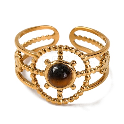 Natural Tiger Eye Finger Rings RJEW-Q822-04G-02-1