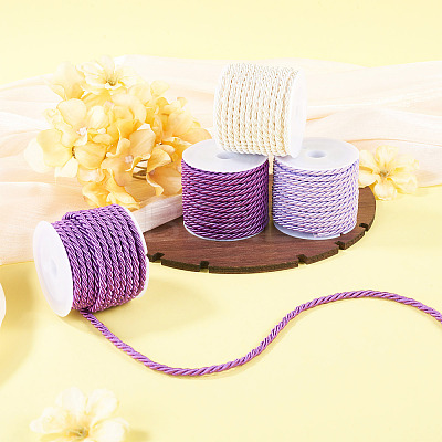 4 Rolls 4 Colors Round Polyester Cord OCOR-TA0003-88C-1
