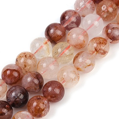 Natural Hematoid Quartz/Ferruginous Quartz Beads Strands G-U026-A09-10mm-1