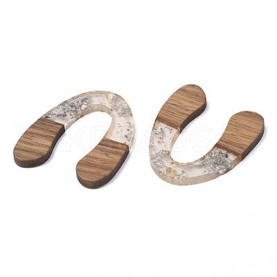 Transparent Resin & Waxed Walnut Wood Pendants RESI-Q211-01B-1