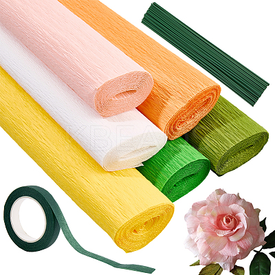 6 Rolls 6 Colors Handmade Crepe Paper DIY-CP0012-89B-1