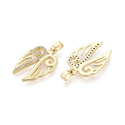 Brass Micro Pave Clear Cubic Zirconia Pendants KK-T075-82G-1