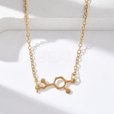 304 Stainless Steel Chemical Symbol Pendant Necklaces NJEW-Z073-03G-03-1