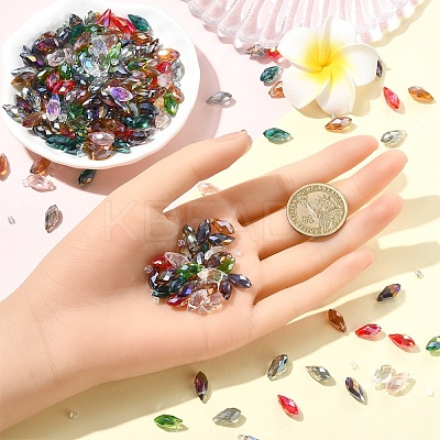 220Pcs 11 Colors Electroplate Glass Faceted Teardrop Beads Strands EGLA-YW0001-76-1