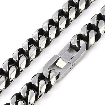 201 Stainless Steel Cuban Link Chain Necklaces for Men NJEW-B116-03P-1-1
