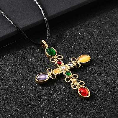 304 Stainless Steel Cubic Zirconia Pendant Necklaces NJEW-H070-03G-1