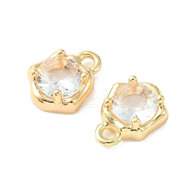Brass Micro Pave Cubic Zirconia Charms KK-L208-10G-07-1