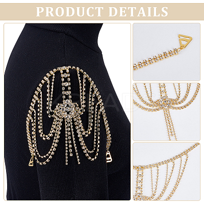 2Pcs Brass Rhinestone Sexy Shoulder Bra Body Chain AJEW-WR0002-64-1