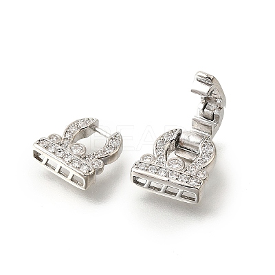 Arch Brass Micro Pave Clear Cubic Zirconia Fold Over Clasps KK-V008-22P-1