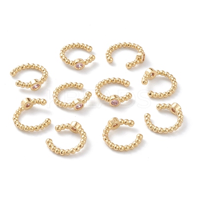 Brass Micro Pave Cubic Zirconia Cuff Earrings EJEW-H109-01E-G-1