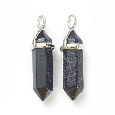Synthetic Blue Goldstone Pointed Pendants G-M378-01P-A06-1